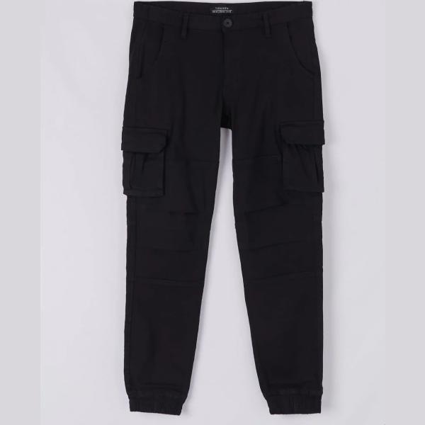 pantaloni cargo Terranova nero tinta unita