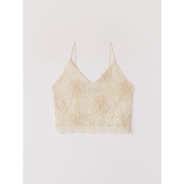 Top con pizzo collo a v crop bianco Terranova bianco