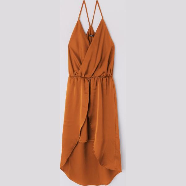 Vestito mini con spacco e scollo tinta unita cammello Terranova marrone tinta unita
