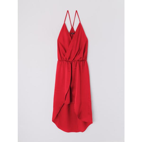 Vestito mini con spacco e scollo tinta unita rosso Terranova rosso tinta unita