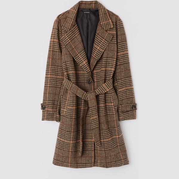 Cappotto principe di galles con bottoni cammello Terranova marrone principe di galles