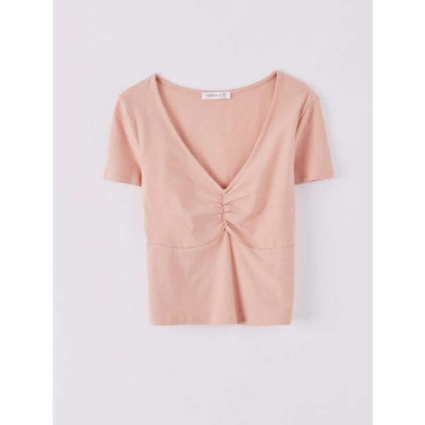 t-shirt Terranova rosa tinta unita