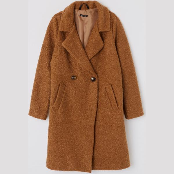 Cappotto doppiopetto collo con revers tinta unita cammello Terranova marrone tinta unita