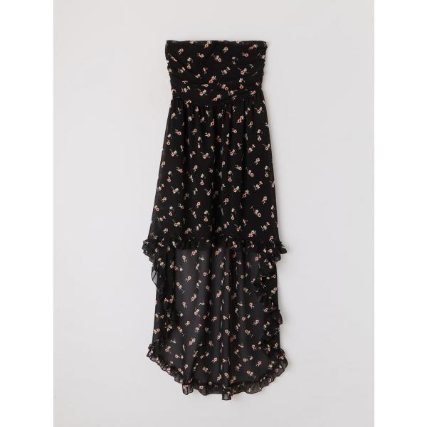 Vestito forma asimmetrica fantasia floreale con orlo nero Terranova nero a fiori