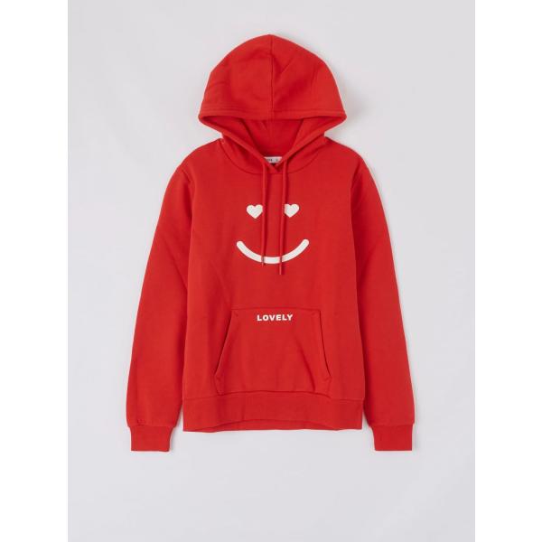 felpa con cappuccio Terranova rosso con stampe