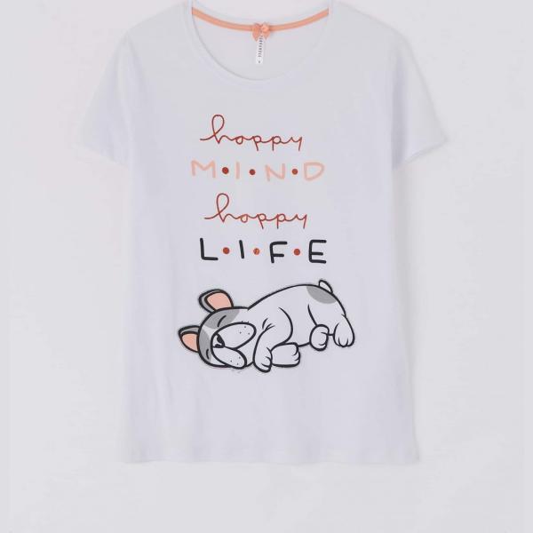 t-shirt Terranova bianco fantasia