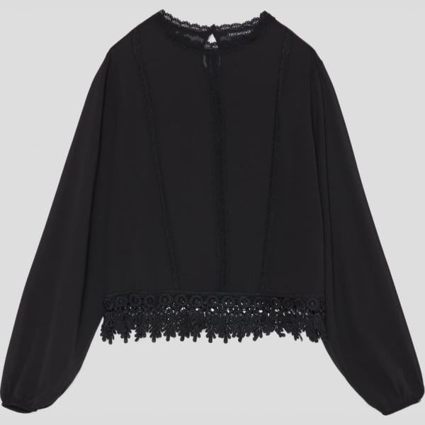 blusa Terranova nero tinta unita