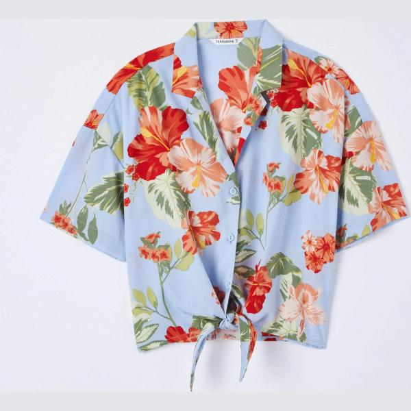 camicie a manica corta Terranova bianco a fiori