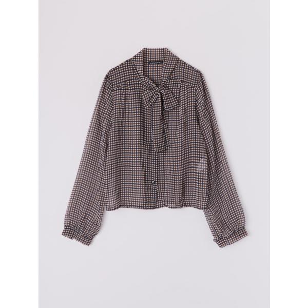 Blusa con fiocco fantasia marrone Terranova marrone