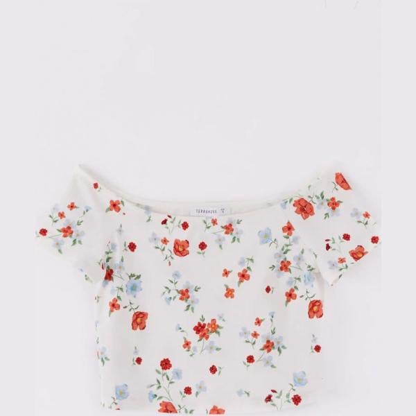 t-shirt Terranova bianco a fiori