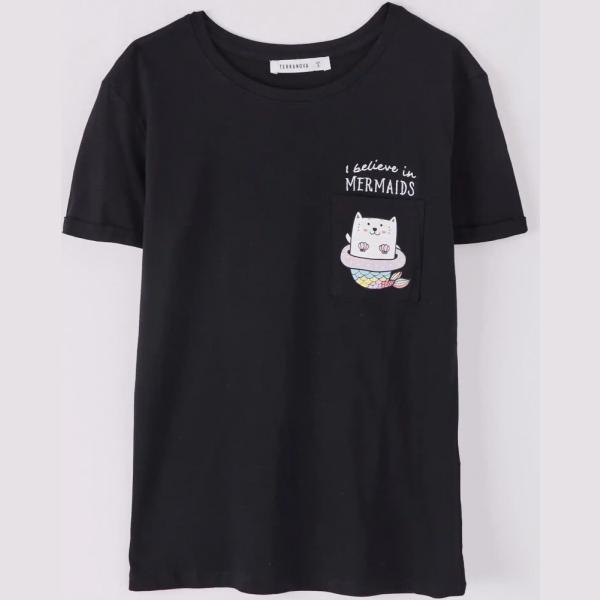 t-shirt Terranova nero con stampe