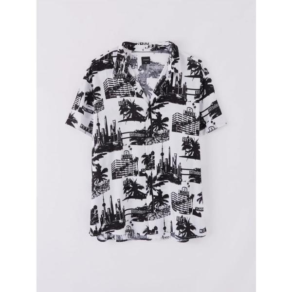 camicie a manica corta Terranova bianco con stampe