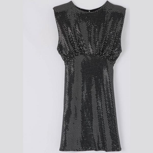Vestito a tubino con paillettes girocollo senza maniche argento Terranova grigio