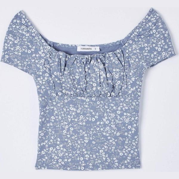 t-shirt Terranova blu a fiori
