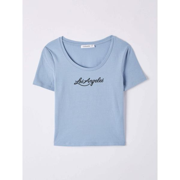 t-shirt Terranova viola tinta unita