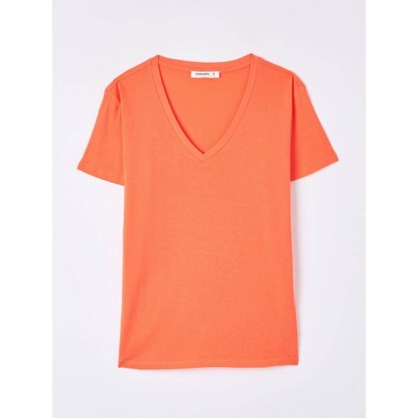 t-shirt Terranova arancione tinta unita