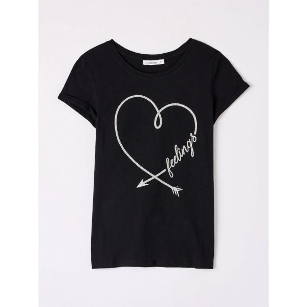 t-shirt Terranova nero con stampe