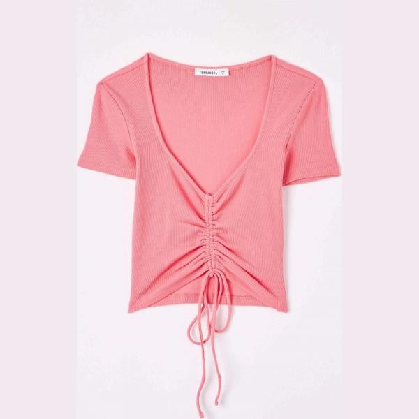 t-shirt Terranova rosa tinta unita