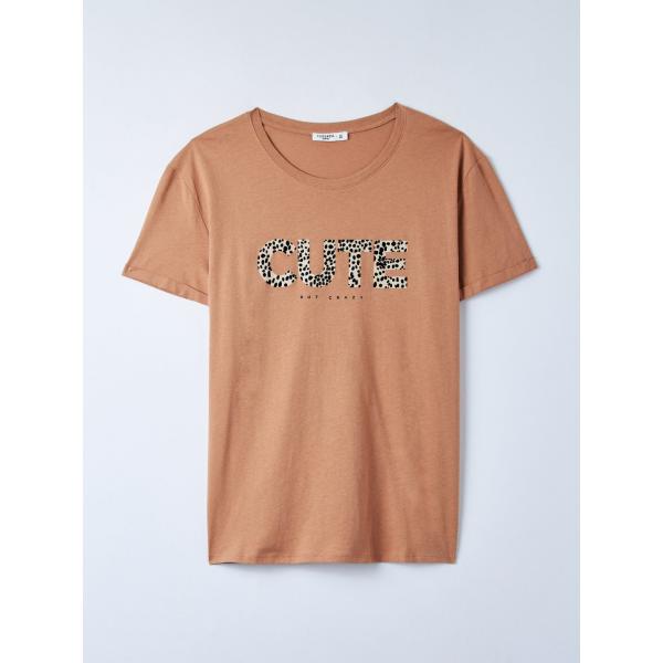 t-shirt Terranova viola animalier