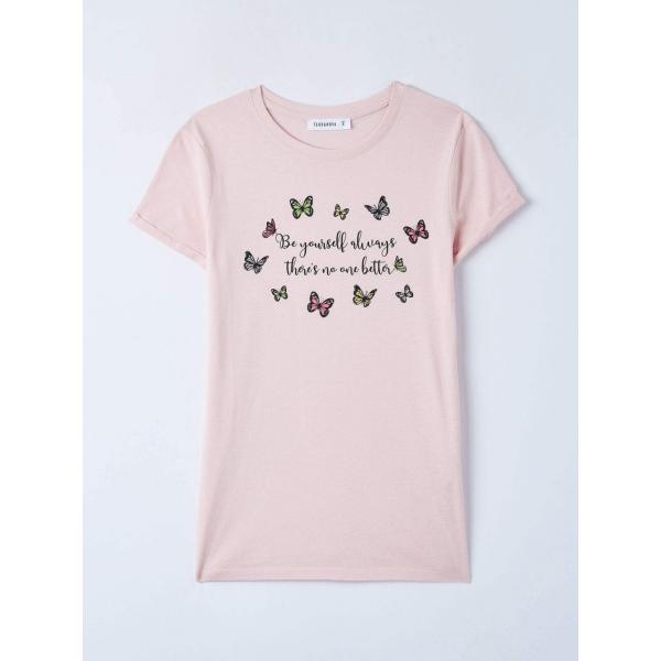 t-shirt Terranova viola con stampe