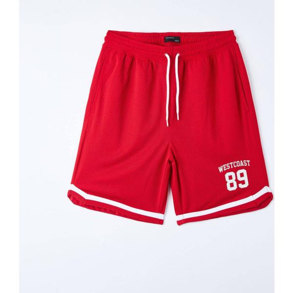 pantaloni corti Terranova rosso con stampe