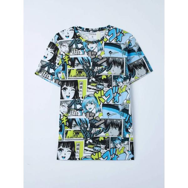 t-shirt Terranova blu con stampe