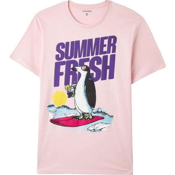 t-shirt Terranova rosa con stampe