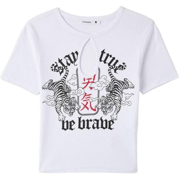 t-shirt Terranova bianco con stampe