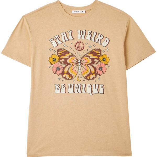 t-shirt Terranova marrone con stampe