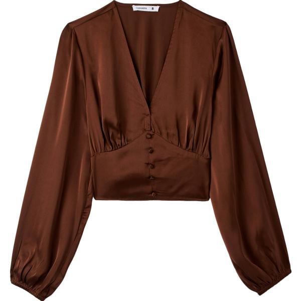 bluse Terranova marrone tinta unita