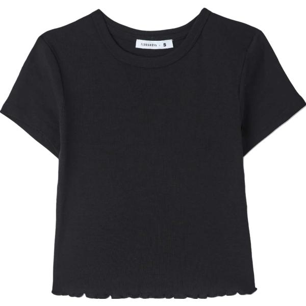 t-shirt Terranova nero tinta unita