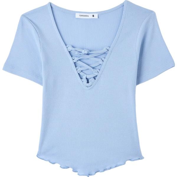 t-shirt Terranova blu tinta unita