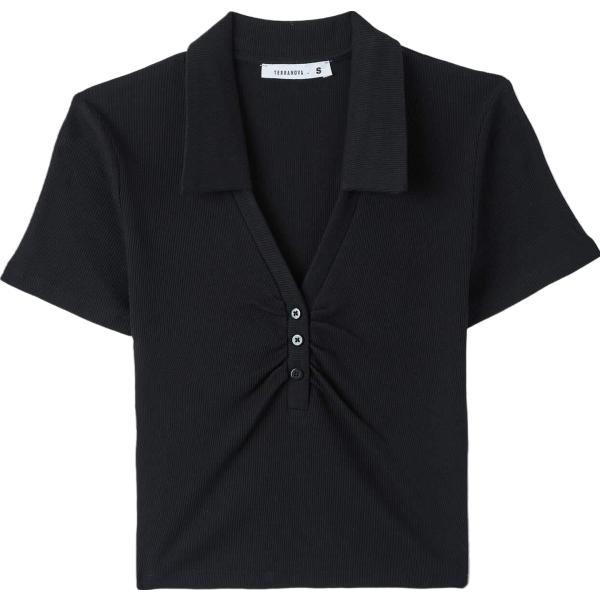 polo Terranova nero tinta unita