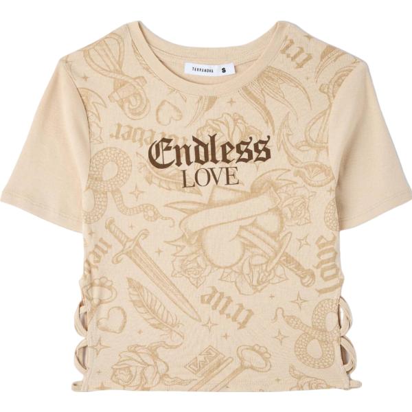 t-shirt Terranova marrone con stampe