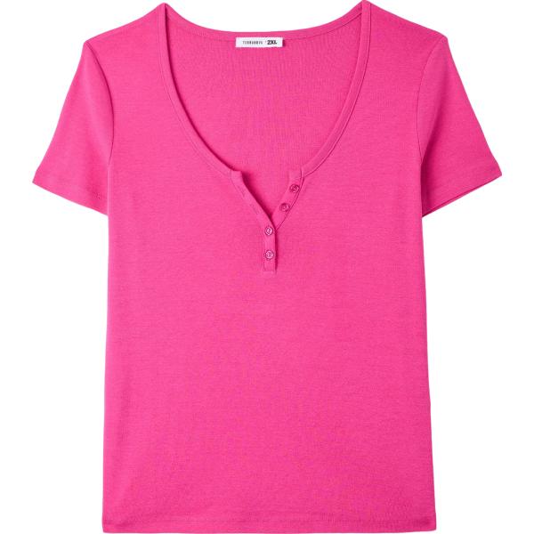 t-shirt Terranova rosa tinta unita
