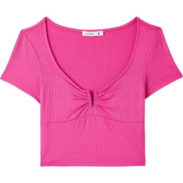 t-shirt Terranova rosa tinta unita