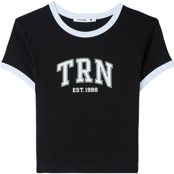 t-shirt Terranova nero con stampe