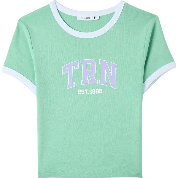 t-shirt Terranova verde con stampe