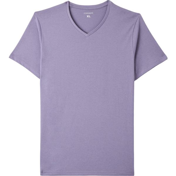 t-shirt Terranova viola tinta unita