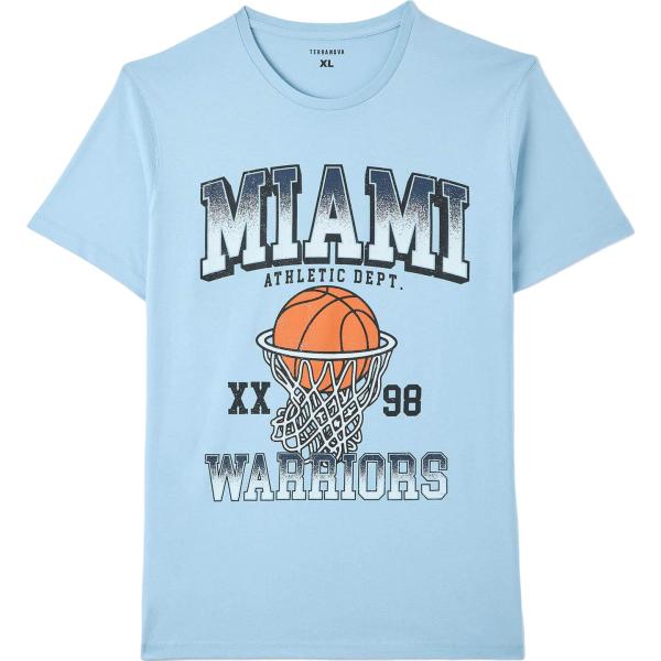 t-shirt Terranova blu con stampe