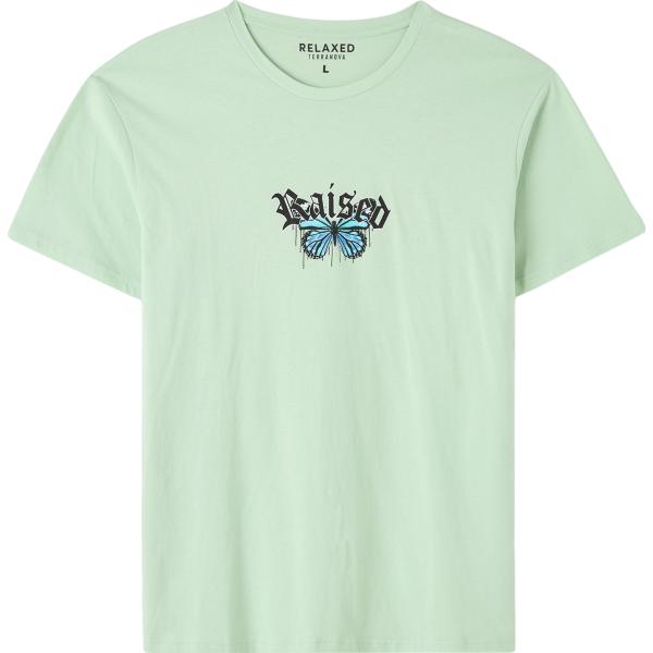 t-shirt Terranova verde con stampe