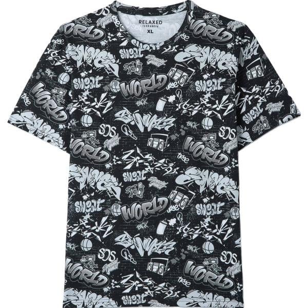 t-shirt Terranova nero con stampe