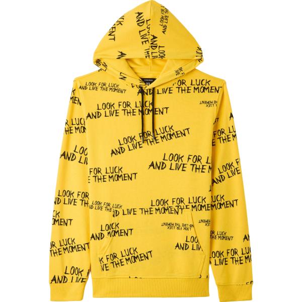 felpe con cappuccio Terranova giallo con stampe