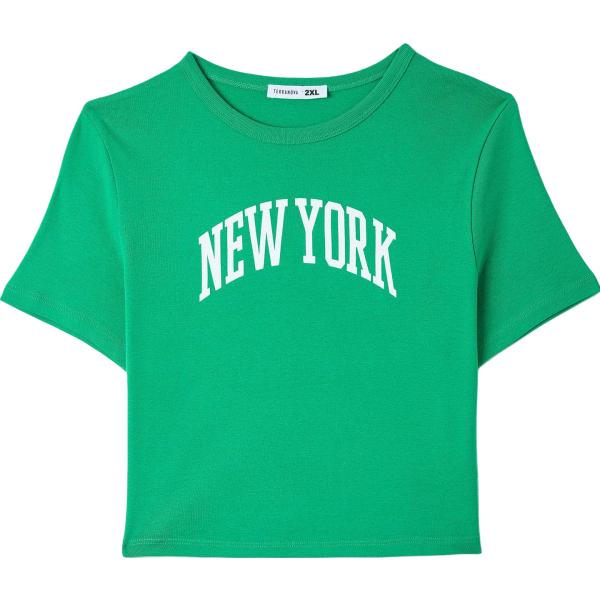 t-shirt Terranova verde con stampe