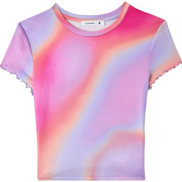 t-shirt Terranova viola con stampe