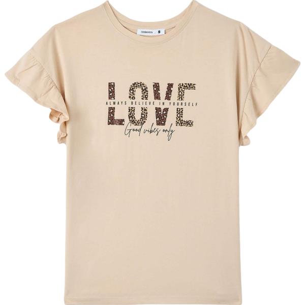 t-shirt Terranova marrone con stampe