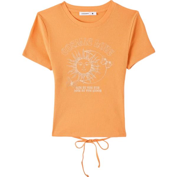 t-shirt Terranova arancione con stampe