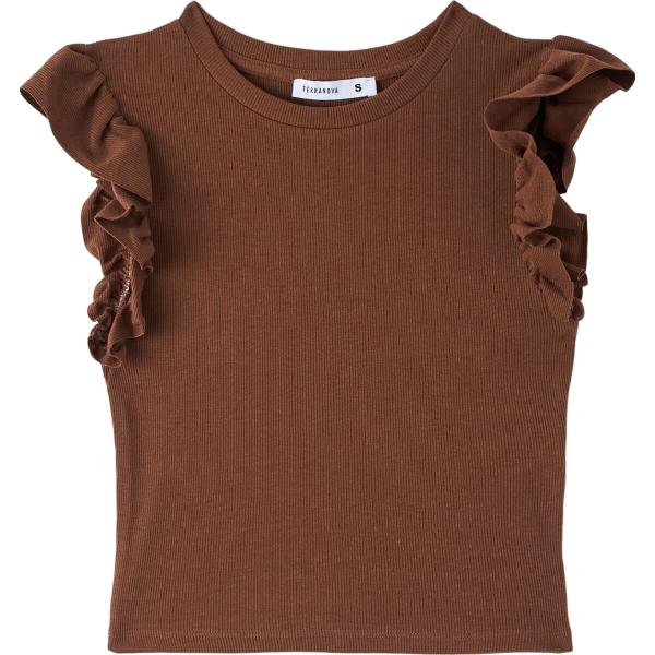 t-shirt Terranova marrone tinta unita