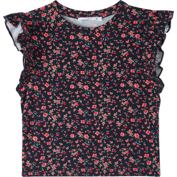 t-shirt Terranova nero a fiori