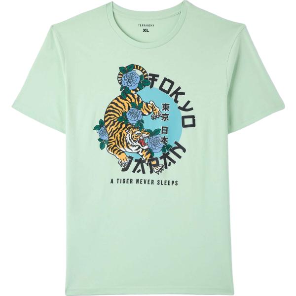 t-shirt Terranova verde con stampe